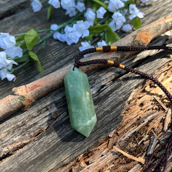 Green Aventurine Crystal Point Necklace, Aventurine Necklace, Healing Crystal Pendant Necklace, Protection Pendant Necklaces, Made In USA