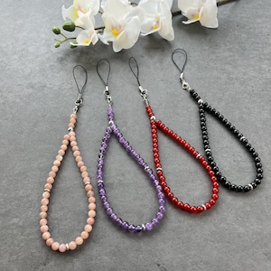 Gemstone Beaded Phone Charm, Boho Wristlet Lanyard, Custom Phone Charm, Natural Beads Phone Charm, Phone Charms, Gift For Her, Made In USA image 7