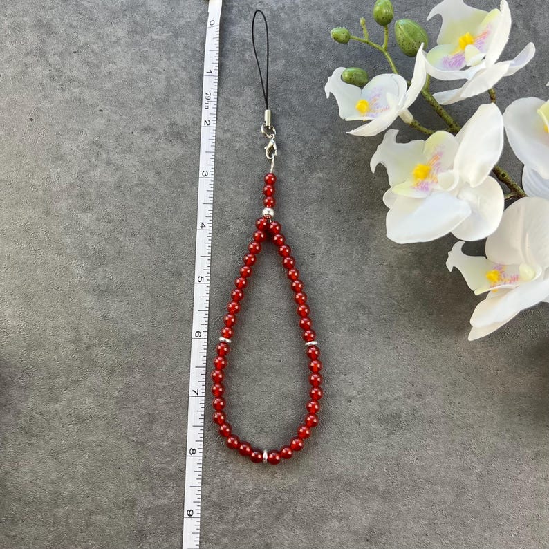 Gemstone Beaded Phone Charm, Boho Wristlet Lanyard, Custom Phone Charm, Natural Beads Phone Charm, Phone Charms, Gift For Her, Made In USA image 8