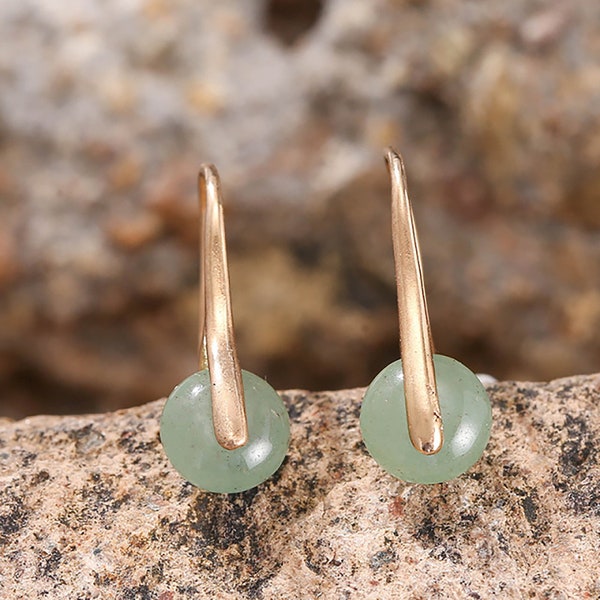 Natural Gemstone Dangle Earrings, Healing Crystal Earrings, Small Stone Earrings, Spiritual Energy Protection Earrings Gift, Handmade In USA