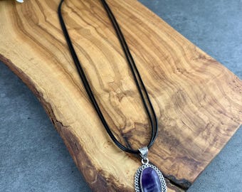 Amethyst Pendant Necklace, Natural Amethyst Crystal Necklace, Boho Healing Stone Necklace, Purple Amethyst Necklace, Necklace For Women, USA