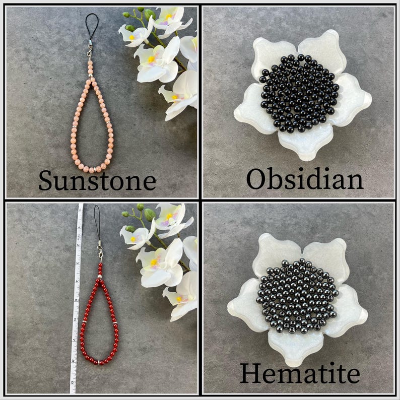 Gemstone Beaded Phone Charm, Boho Wristlet Lanyard, Custom Phone Charm, Natural Beads Phone Charm, Phone Charms, Gift For Her, Made In USA image 14