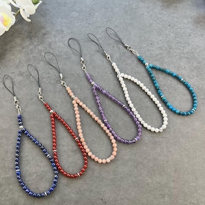 Gemstone Beaded Phone Charm, Boho Wristlet Lanyard, Custom Phone Charm, Natural Beads Phone Charm, Phone Charms, Gift For Her, Made In USA image 15