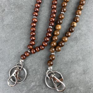 Wooden Bead Lanyard, Lanyard Necklace, Wood Boho Lanyard, ID Badge Holder, Lanyard For Keys, Gifts For Teachers, Teacher Appreciation Day