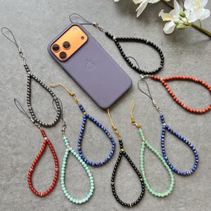 Gemstone Beaded Phone Charm, Boho Wristlet Lanyard, Custom Phone Charm, Natural Beads Phone Charm, Phone Charms, Gift For Her, Made In USA image 9