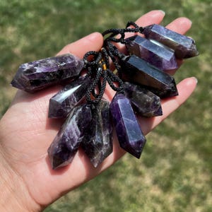 Raw Amethyst Pendant Necklace, Purple Amethyst Necklace, Natural Amethyst Crystal Necklace, Healing Crystal Pendant Necklaces For Him Her