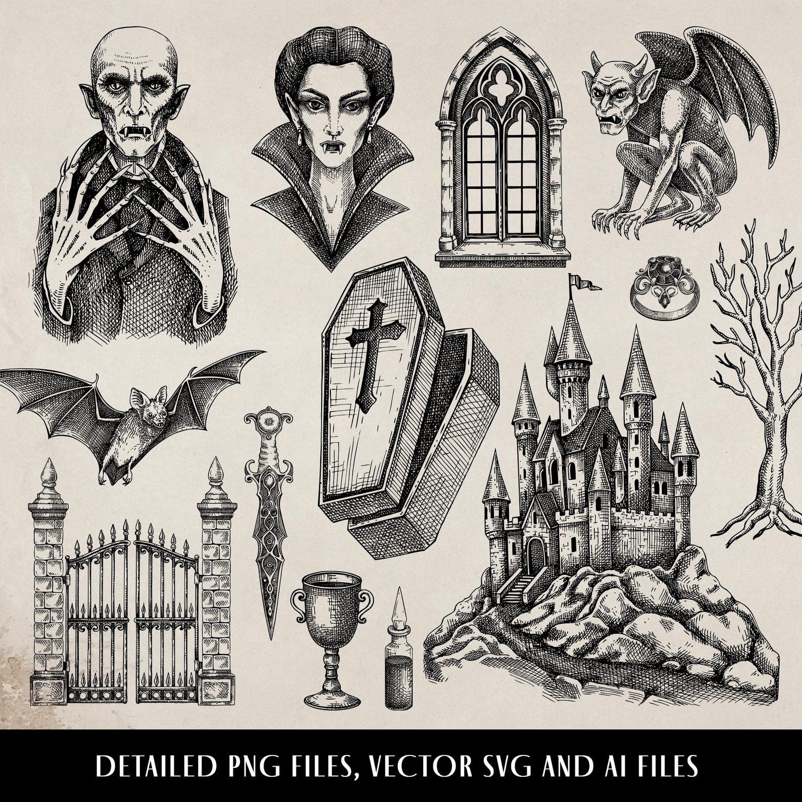 Gothic Vampires Svg Artwork Halloween Clipart Png Nosferatu Coffin