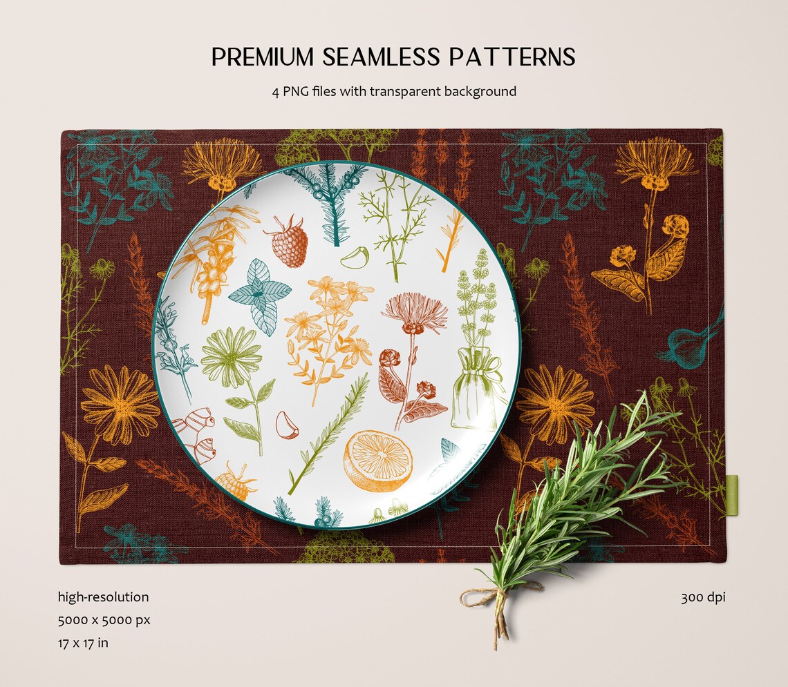 Medicinal Herbs Seamless Pattern PNG, Herbal Medicine Vintage Pattern ...
