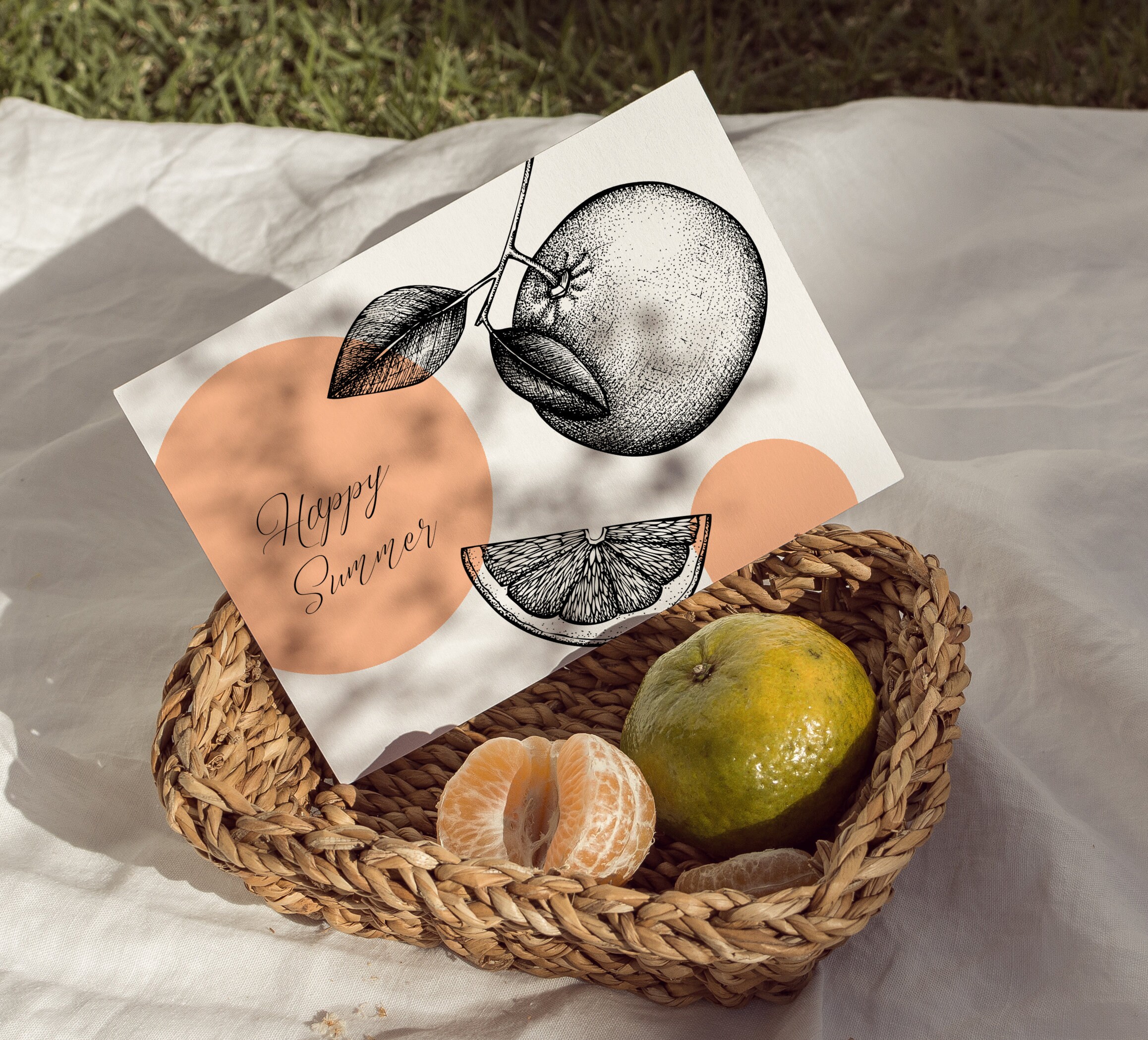 Grapefruit Digital Clipart: Hand Drawn Botanical Print, Fresh