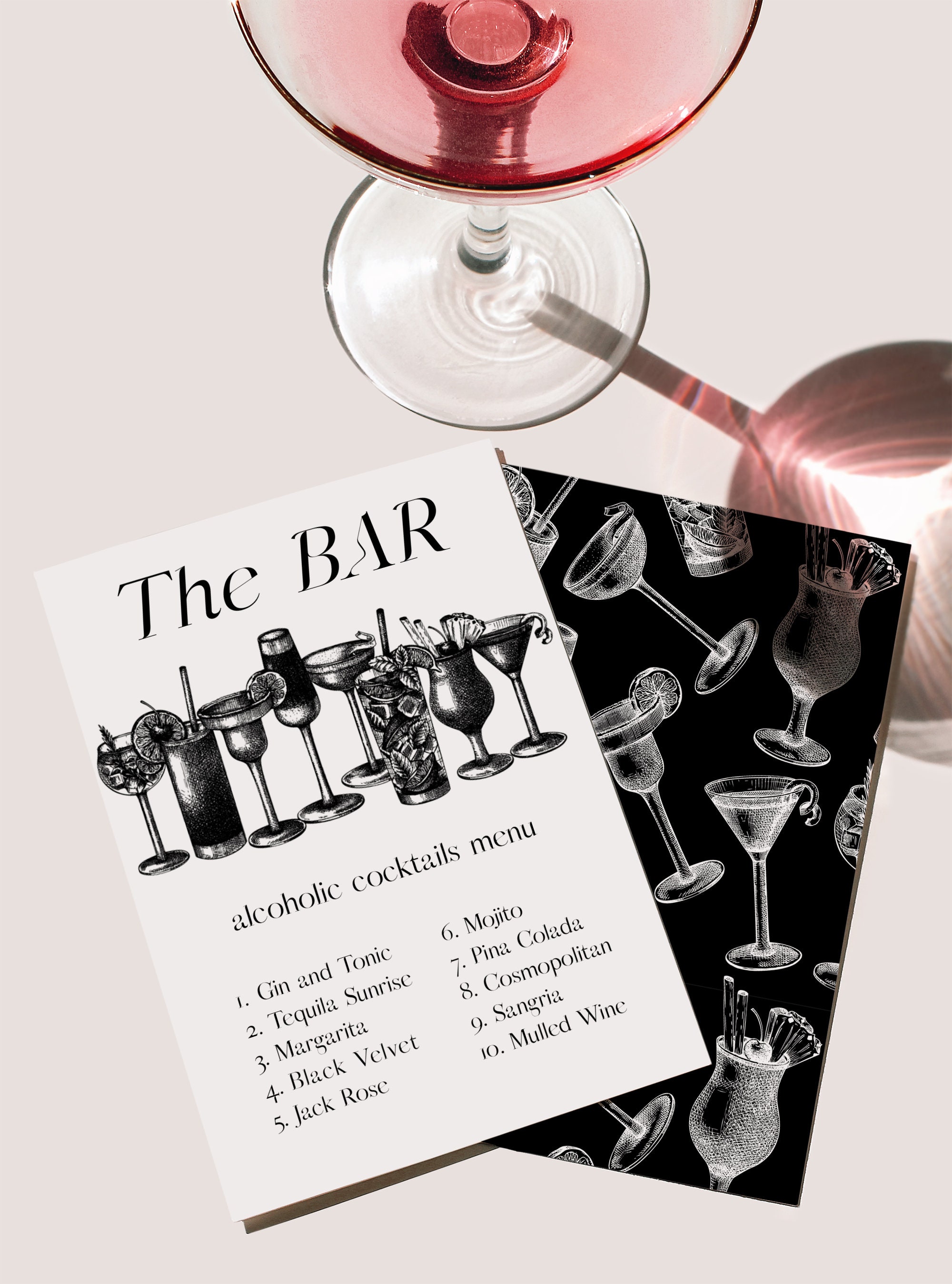 Classic Cocktails SVG, Hand Drawn Drink Menu Vintage Artwork, Bar Decor ...