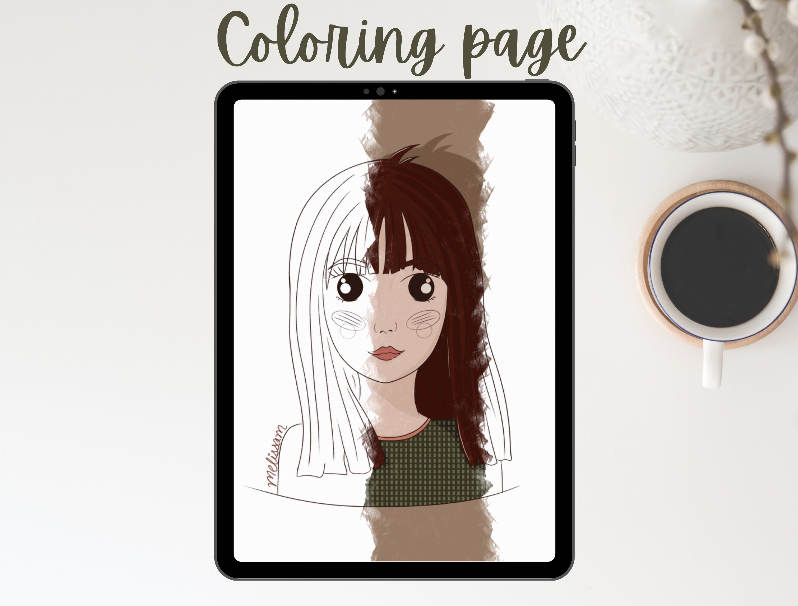 Adult Coloring Pages Anime Coloring Page Digital Coloring - Etsy