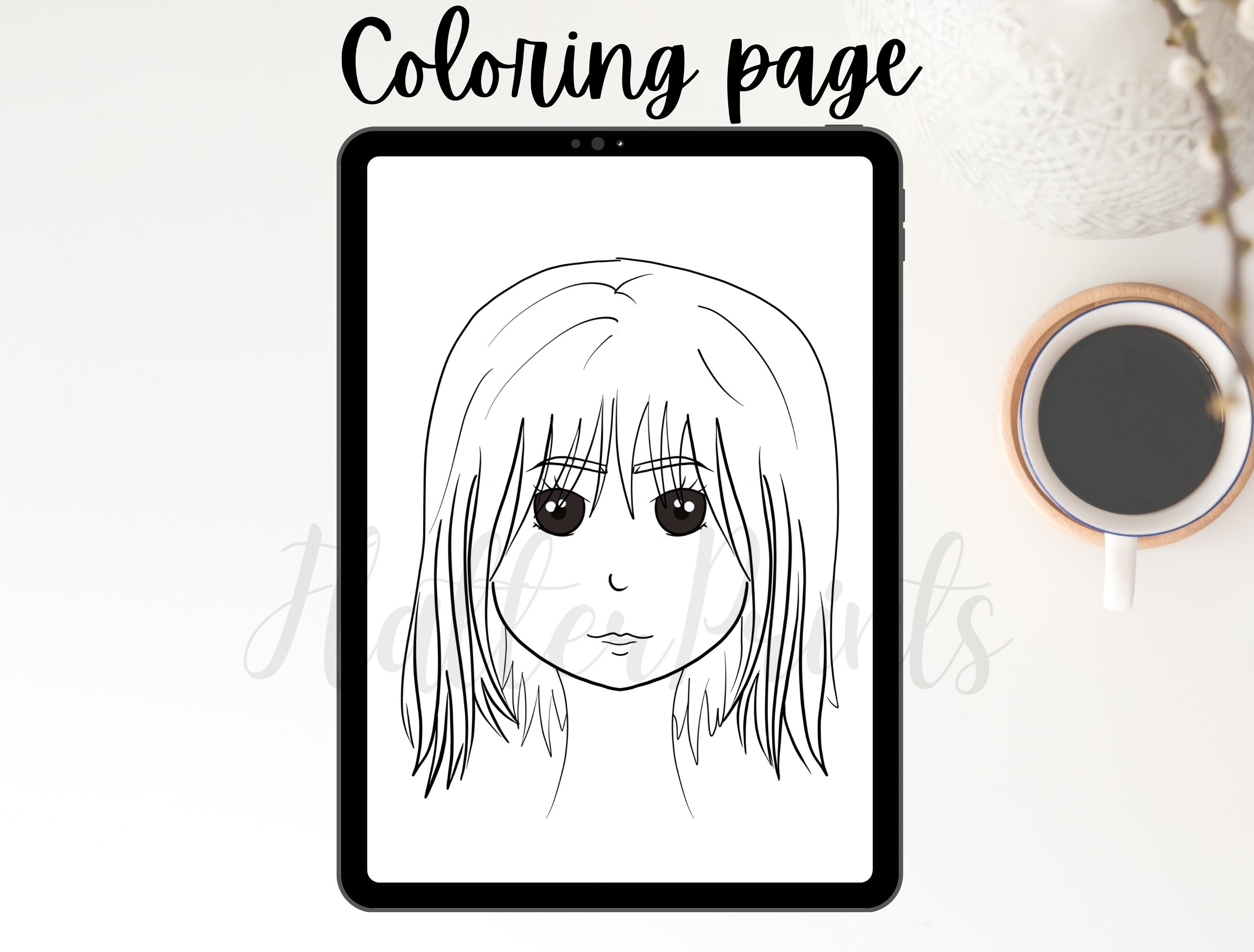 Adult Coloring Pages Anime Coloring Page Digital - Etsy