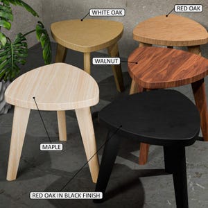 Tabouret de 18 po. en bois naturel | Marchepied | Décoration moderne du milieu du siècle | Table d'appoint de décoration scandinave | Maison du milieu du siècle | Finition naturelle | Cadeau