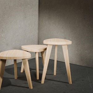Tabourets en bois d'érable | Marchepied | Décoration moderne du milieu du siècle | Table d'appoint déco scandinave | MCM | Fini naturel | Solide et robuste