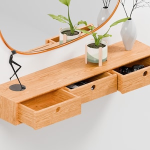 Modern Floating Console Table, Solid Oak Floating Entryway table, Wall Mounted Console Table, Scandinavian, Contemporary, Hallway Console