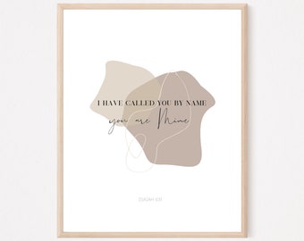 Te he llamado por tu nombre, Isaías 43:1, Arte de la pared cristiana, Impresión de versículos bíblicos mínimos neutrales, Arte moderno de las Escrituras, Decoración cristiana del hogar