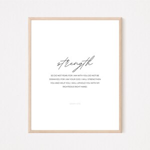 Strength, Isaiah 41:10, Christian Wall Art, Neutral Minimal Bible Verse Print, Modern Scripture Art, Christian Home Decor