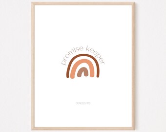 Guardián de la Promesa, Génesis 9:13, Arte del Arco Iris, Arte de la Pared Cristiana, Impresión De Versículos de la Biblia Mínima Neutral, Arte Moderno de las Escrituras, Decoración cristiana del hogar