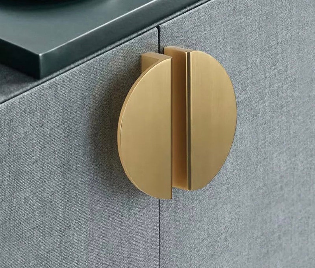 Premium Thin Solid Brass Bar Handles Modern Gold Etsy