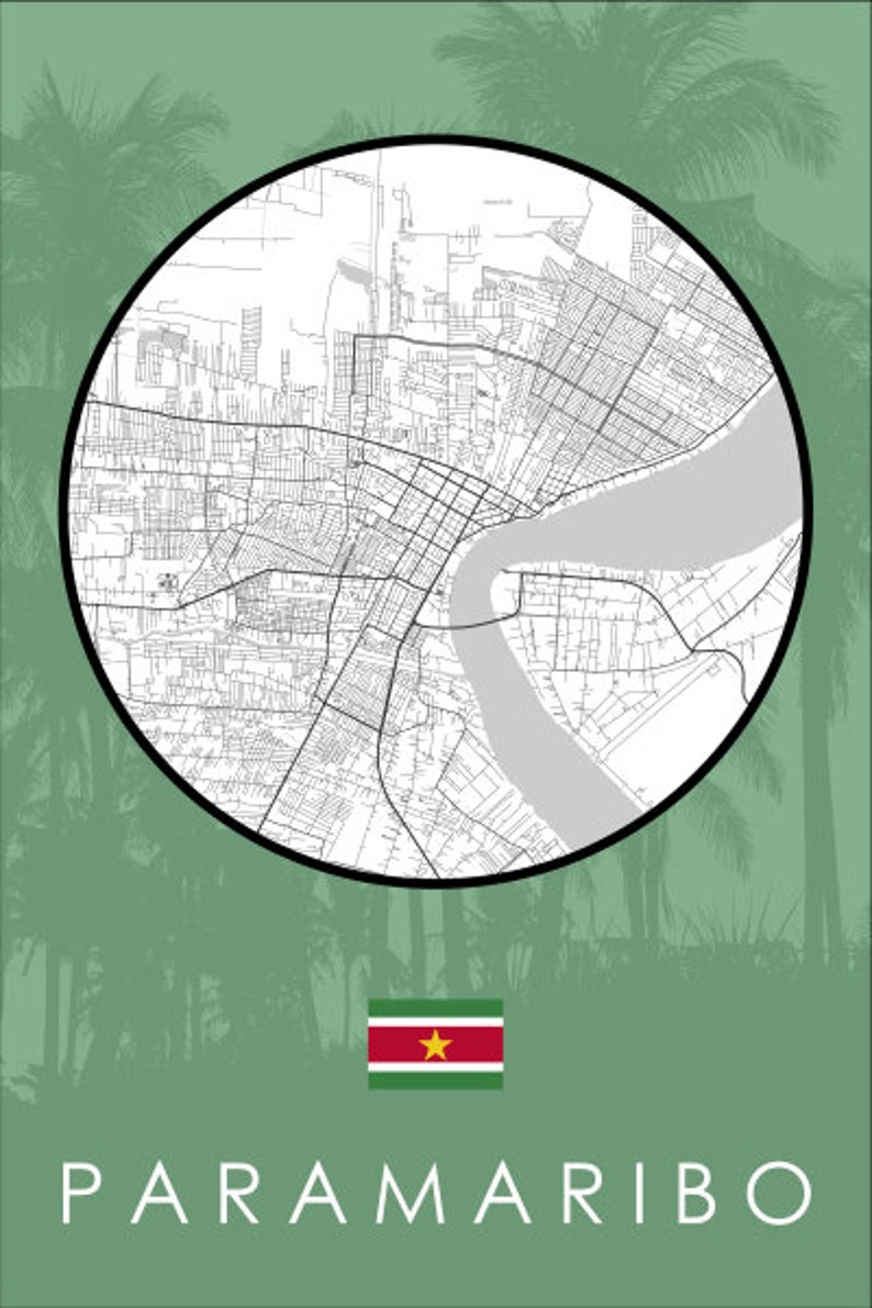 Map of Paramaribo on Canvas - Etsy