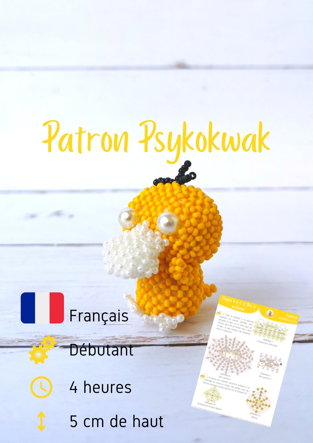 Psyduck PDF Patron Français With Beads Pokemon Tuto Big Head Etsy