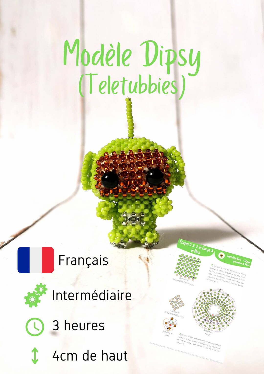 Dipsy Patron Teletubbies En Perles Français Tutoriel Etsy