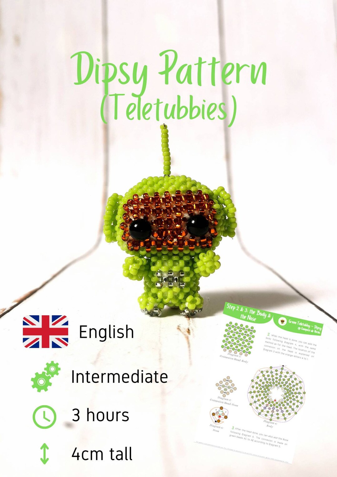 Dipsy Teletubbies Pattern Beads English Tutorial Creation Etsy