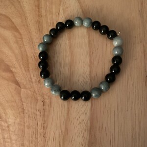 Light and dark - Jade and rainbow obsidian bracelet