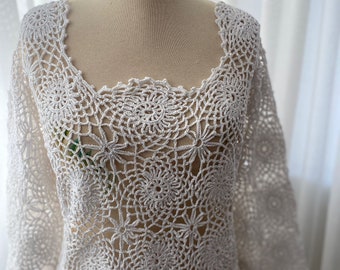 crochet hand made lace mini dress