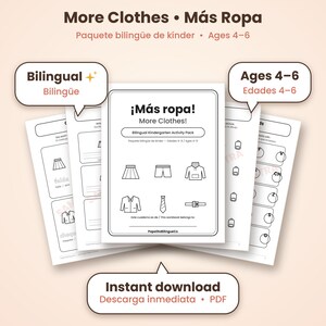 More Clothes Mas Ropa Bilingual Kinder Spanish PDF Activity Pack