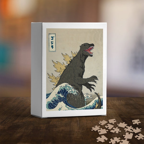 Godzilla Art Puzzle, Family Game Night, Japanese Art, Movie Theme Artwork Puzzle, Gojira Art Jigsaw, Game Room Gifts, Jigsaw Puzzle,