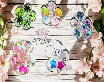 Colourful Sequin Resin Buttons - Pack of 10 Handmade 2cm Round Embellishments