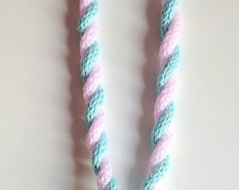 Cute Comfortable Lanyard made from baby blue and Pink Wool - Stylish and Functional ID Badge Holder Necklace