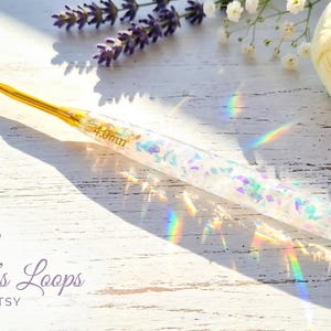 Iridescent Crochet Hook, Celestial Resin Crochet Hook, Opalescent Yarn Tool, Gift for Knitters and Crocheters, Ergonomic Shimmer Crochet Nee