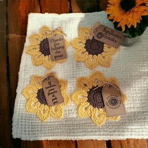 Handmade sunflower coaster, can customise tag!!!!