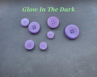 15x purple Glow In The Dark Buttons makes great amigurumi eyes, add to clothing, fun clothing, childs clothing, fun buttons