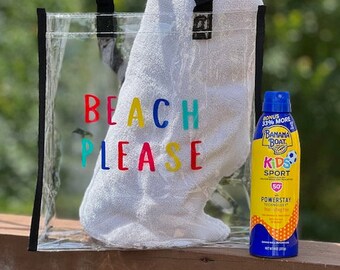 Beach Please- Clear Vinyl Tote