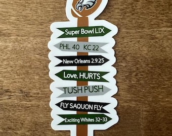 Philadelphia Eagles Super Bowl Champions Football Sign Sticker