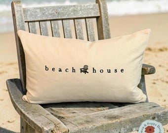 Hand Painted Premium Beach House Pillow