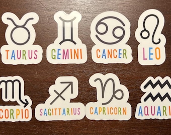 Zodiac Sign Stickers- Waterproof & Removable