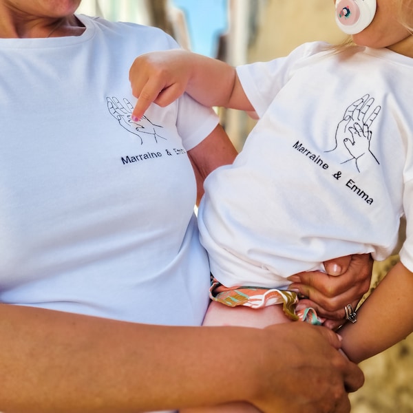 T-shirts brodé(s) personnalisé(s) | Marraine et filleule assortis