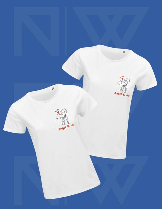 Lotto di magliette ricamate personalizzate per una coppia di