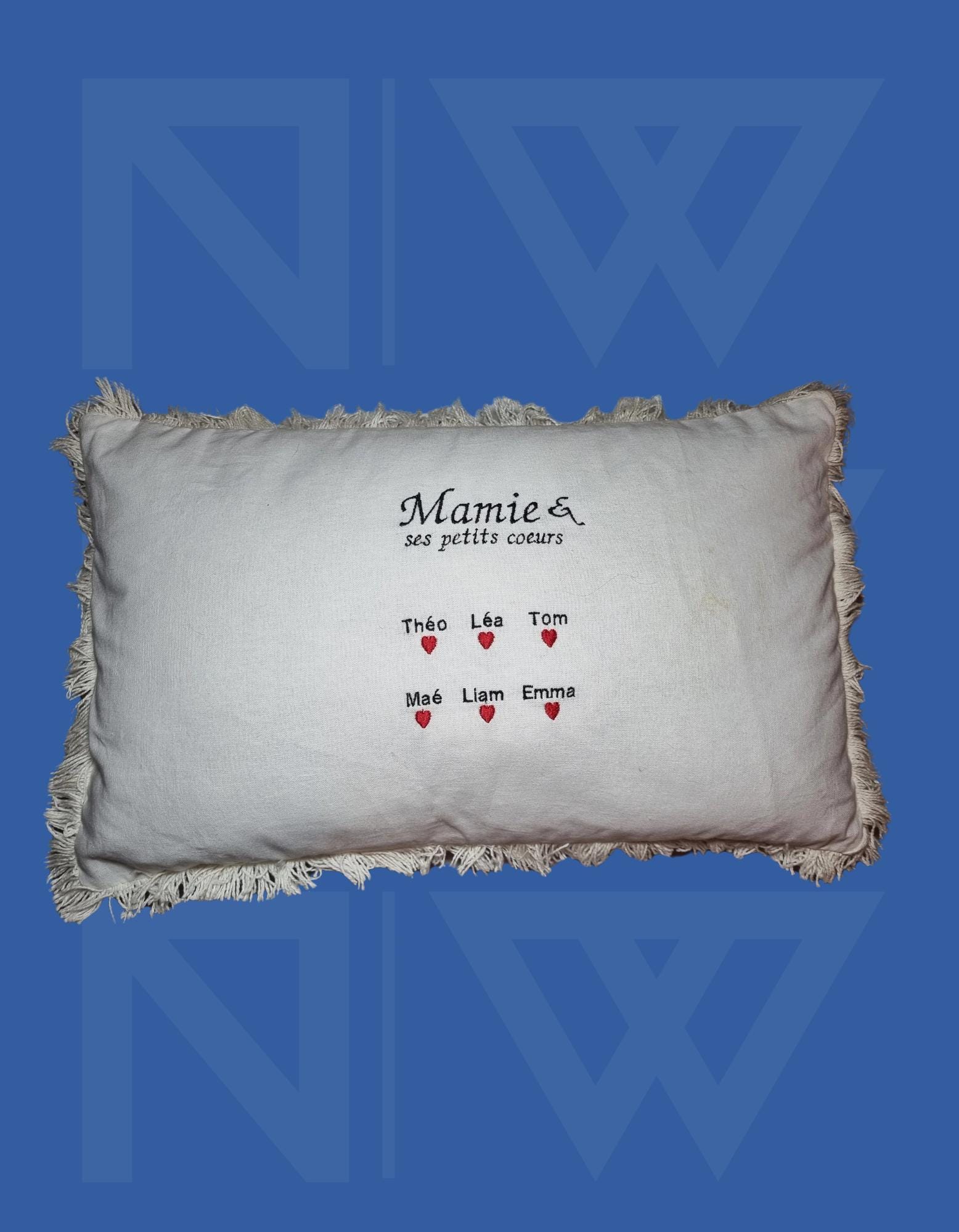 Coussin Maman Mamie Avec Coeur Rouge Personnalisé - Cadeau Plus