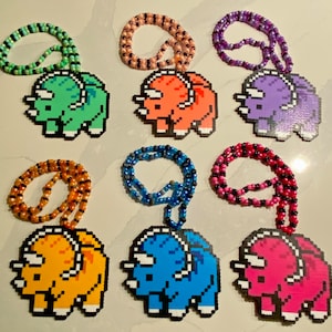 Dinosaur perler necklace, rave perler necklace, Triceratops perler, dinosaur necklace, lost lands perler, dino perler, rave accessories