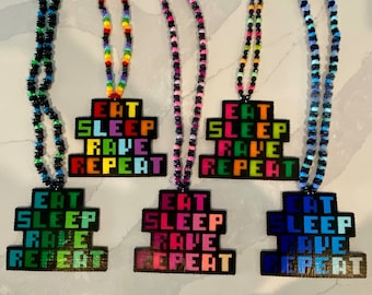 Trippy alien perler necklace, trippy perler necklace, rave perler necklace, rave necklace, rave accessories, high alien perler, perler beads