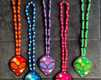 Eat Sleep Rave Repeat Perler Necklace, Rave perler necklace, festival perler, rave necklace, trippy perler necklace, edm perler, festivals