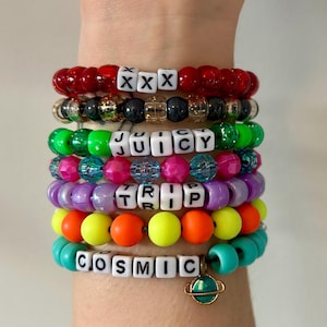Random Kandi bracelets, Kandi bulk, rave Kandi bracelets, festival Kandi bracelets, Kandi with charms, pony beads, rave bracelets, accessory