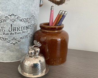 RARE French BORNIBUS Moutarde Pot,Glazed  Mustard Jar, Brown Glazed Crock