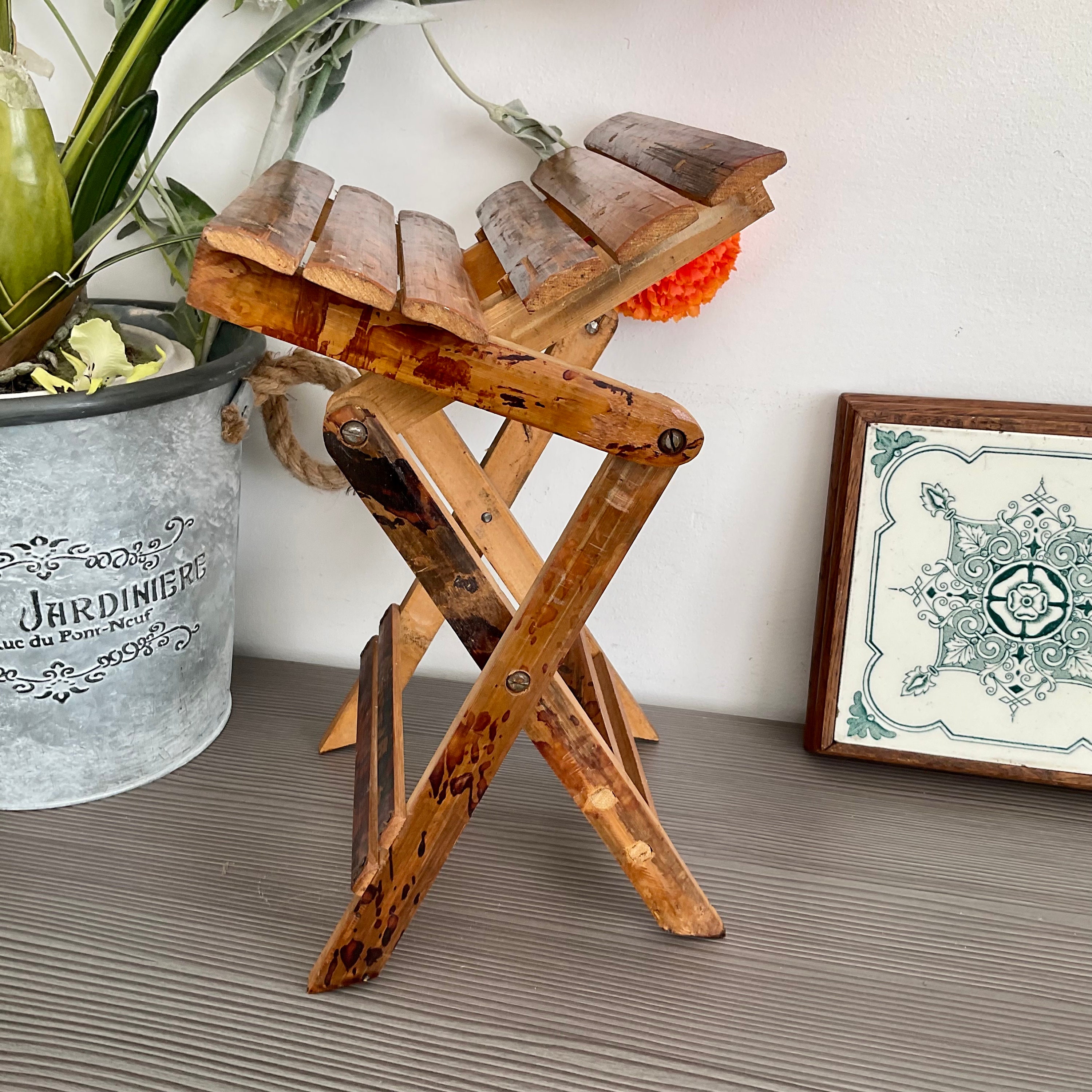 KELUNIS Petit Tabouret De Poisson Porte-Bonheur Chinois en Bois, Rétro  Créatif en Bois Massif Tabouret Bas À La Maison, Décor Champêtre Rustique  Vieux