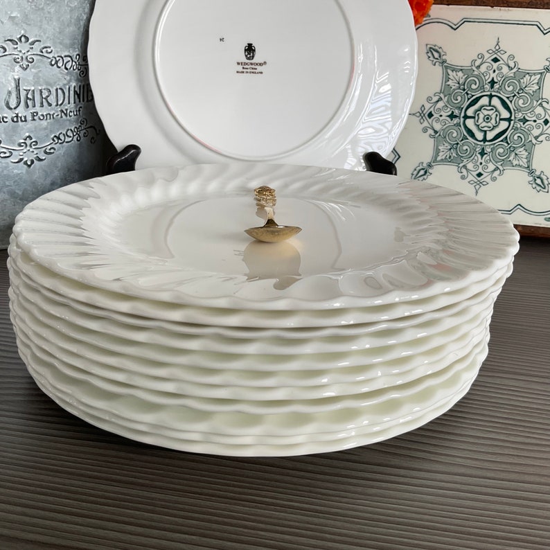 Vintage Wedgwood CANDLELIGHT Breakfast/Luncheon Plate, Classic White Bone China, Swirl Design, Classy Dinnerware image 5